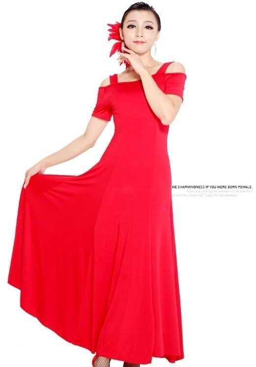 NEW Latin Salsa Ballroom Dance Dress sleeveless dress #HB135 Red