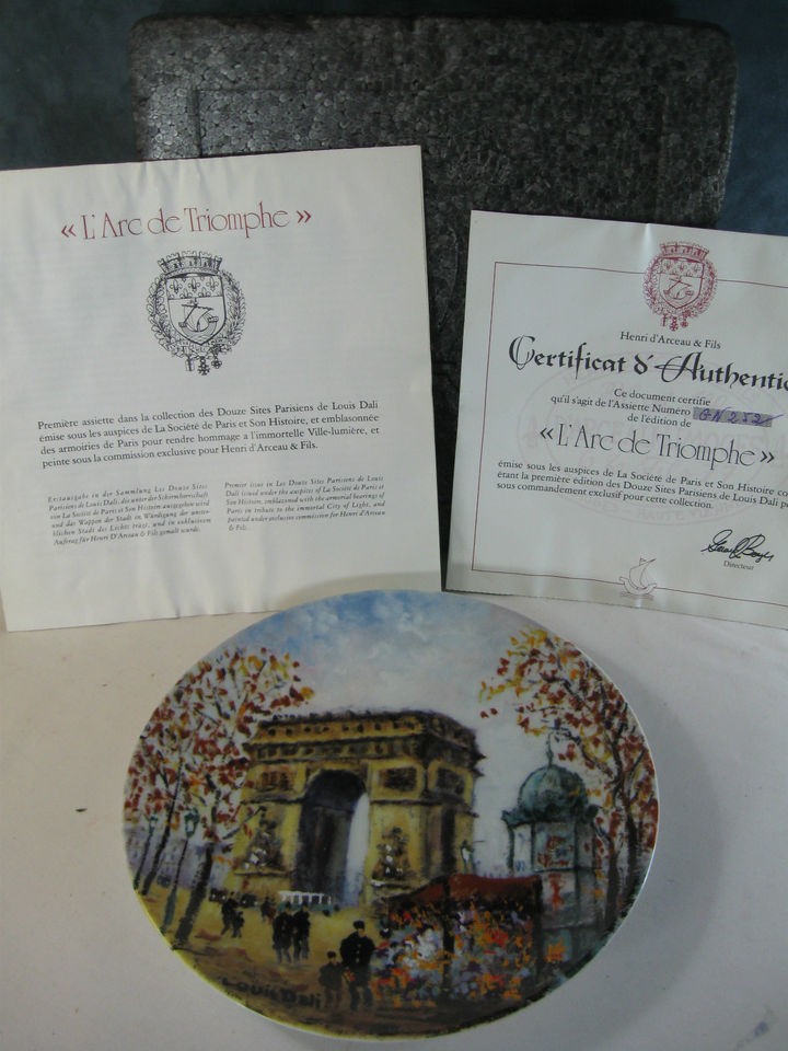   Limoges LArc De Triomphe Collector Plate 8.5 France Louis Dali