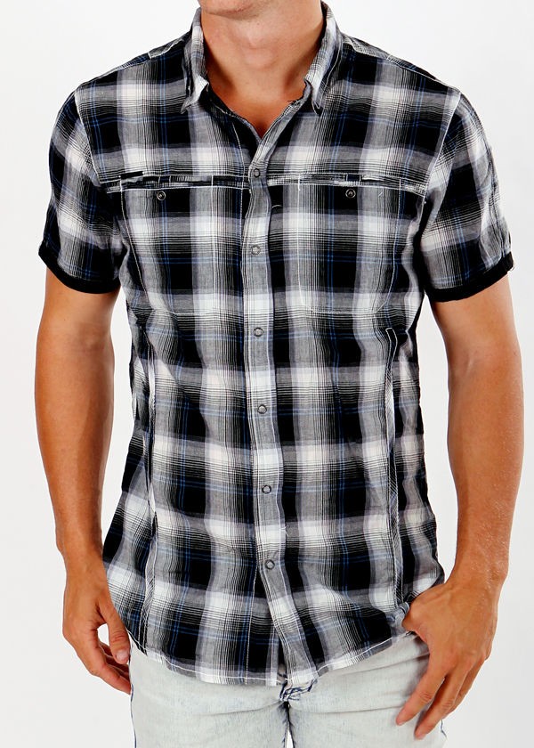 Mens DEACON short sleeve button check shirt PRESTON rrp$80 designer 