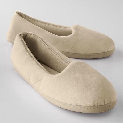 Beige Tan Velor Satin Dearfoam Classic Slippers Ladies NEW