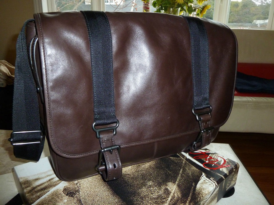 Ralph Lauren Black Label Dark Chocolate Brown Soft Leather Messenger 