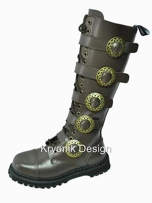 Demonia Steam 20 goth gothic steampunk brown leather boots mens 10