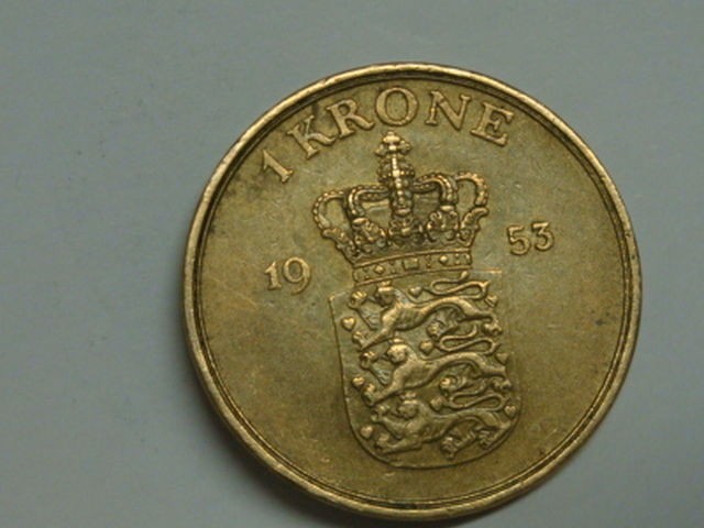 DENMARK 1 KRONE 1953 SCARCE LOW MINTAGE A7   27 #631