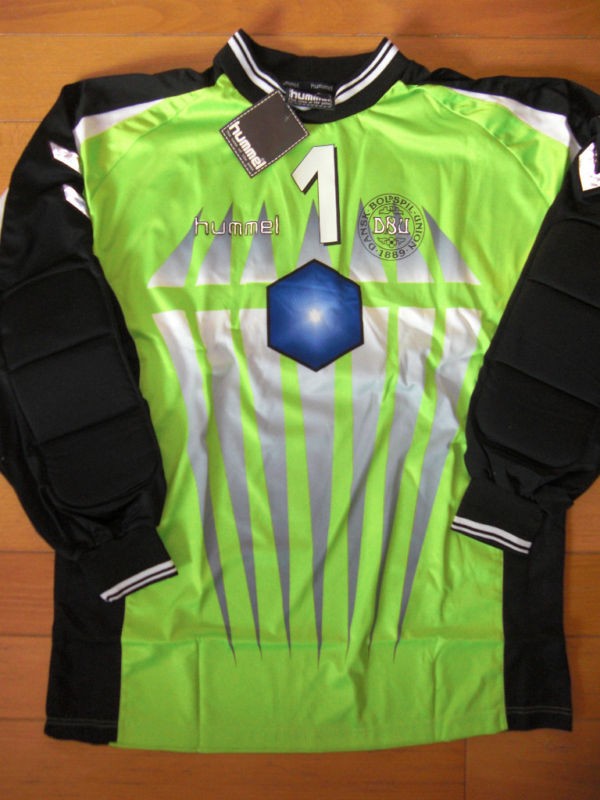 DENMARK EURO 2000 GK GOAL KEPPER PLAYER SHIRT GREEN #1 SCHMEICHEL 