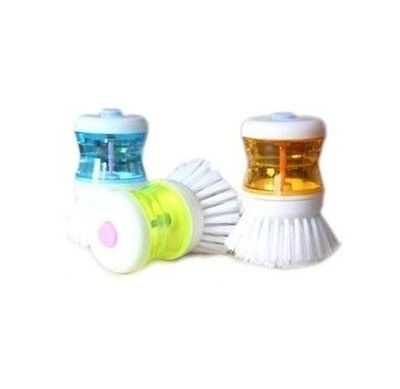 Hand Brush Dishwashing Soap Detergent Dispenser Pot Washing Scrubber 