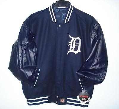 MLB DETROIT TIGERS Wool LEATHER REVERSIBLE JACKET M