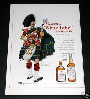 1950 OLD MAGAZINE PRINT AD, DEWARS WHITE LABEL & VICTORIA VAT