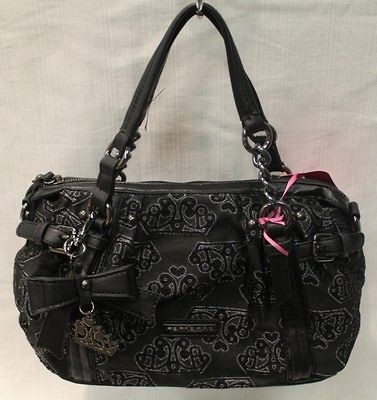 FORNARINA Emilie Black Signature Logo Jacquard Shoulder Handbag Bag 