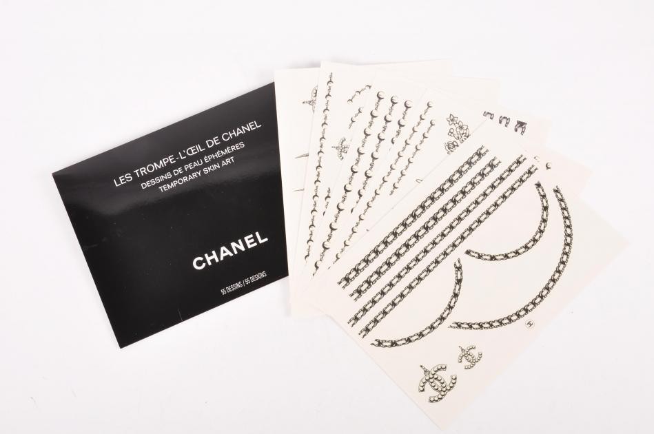 Chanel NIB Black Designs Temporary Skin Art Tattoos