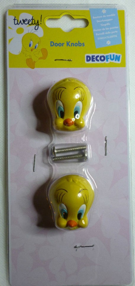 DISNEY TWEETY CHILDREN BEDROOM DRAWER DOOR KNOB TWO IN A SET