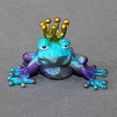 BRONZE FROG PRINCE FIGURINE STATUE SCULPTURE AMPHIBIAN ART Limited 