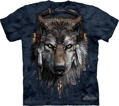 THE MOUNTAIN DJ FEN WOLF HEADPHONES MUSIC T SHIRT S