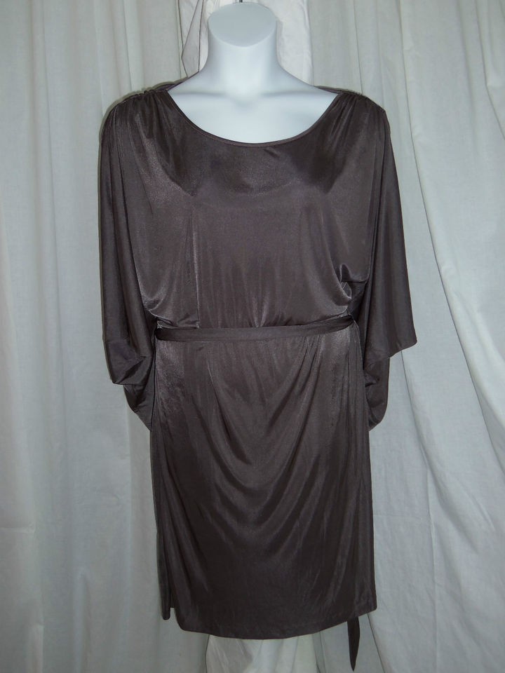 NEW DONNA RICCO TAUPE DRAPED FLOWING DOLMAN SLEEVE TOGA DRESS SZ 24W 