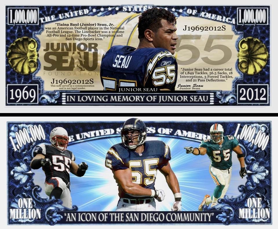 IN MEMORY OF JUNIOR SEAU DOLLAR BILL (500/$62.95)