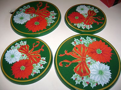 Poinsettia BURNER COVERS STOVE 4 PC Electric Range Cook TOP Winter 