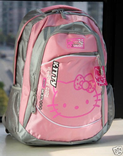 SANRIO HELLO KITTY BLACK SCHOOL BAG BACKPACK NYLON NEW