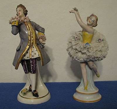 ANTIQUE GERMAN LACE PORCELAIN FIGURINES FÜRSTENBERG NOBLE 