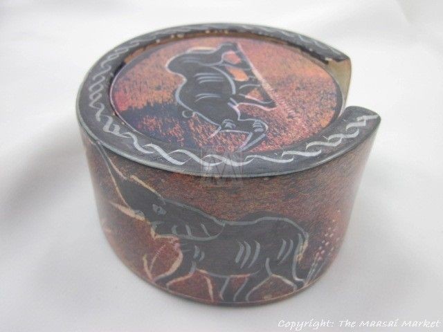 Maasai Market Handmade African Kenya Kisii Soapstone Animal Coaster 