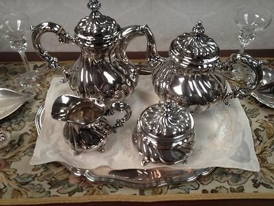 Antique German Handarbeit 925 Wrought Sterling Silver coffe/tea set 5 