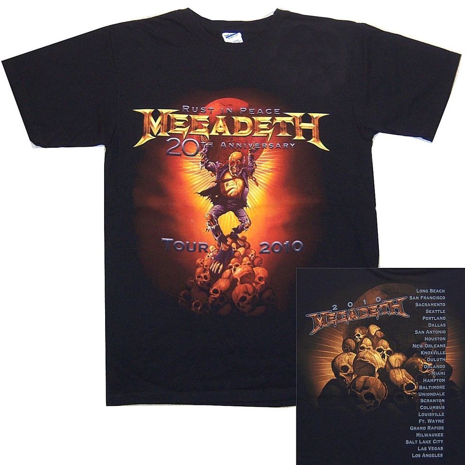 MEGADETH VICS WORLD 20TH RUST IN PEACE TOUR 2010 LB LA T SHIRT NEW 