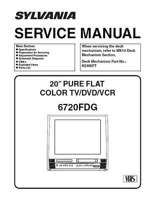 SYLVANIA (FUNAI) 20 COLOR TV/DVD/VCR #6720FDG 82 Page Service Manual 