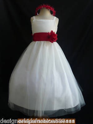 RB2 Ivory RED David flower girl dress SIZE M L XL 2 4 6 8 10 12