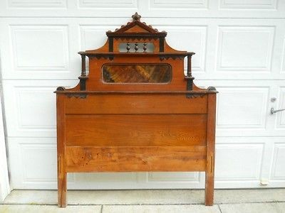 Eastlake Antique Head and Footboard Burled Walnut