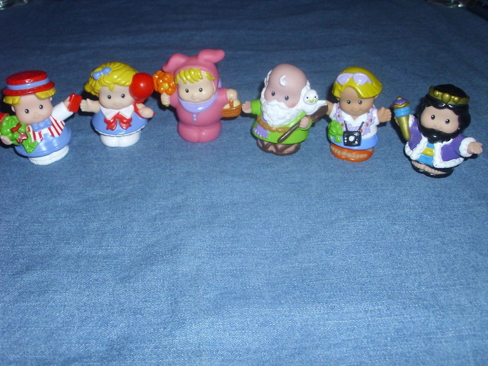 Lot Of 6 Modern Fisher Price Little People Figures Noah King Eddie