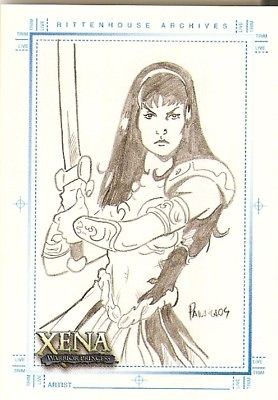 Xena Art & Images Eduardo Pansica Sketch Card   Xena w/ sword 1 hand 