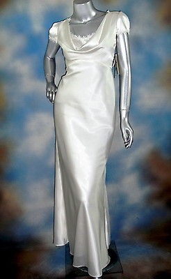 NEW $199 ELIZA J NEW YORK ivory drape neck wedding brides dress SZ 