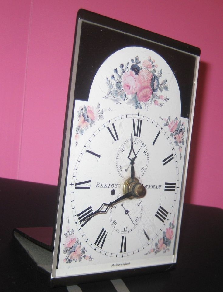 Elliott Lenham Small Shelf Clock Floral Face Made in England Kienzle 