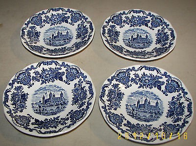 Enoch Wedgewood Tunstall Royal Homes Of Britain Set of 4 Blue Saucers