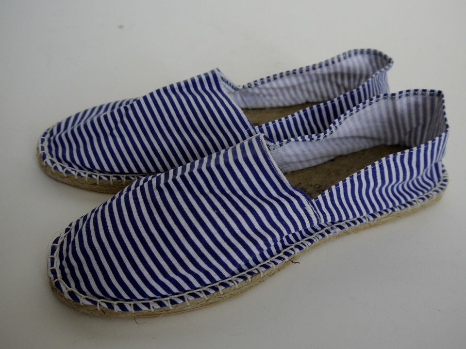   Outfitters Mens Blue White Candy Stripe Summer Espadrilles Shoes UK 8