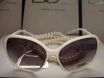   White Vintage Look Sunglasses With Pearl Eyeglass Holder/Lanyards Hot