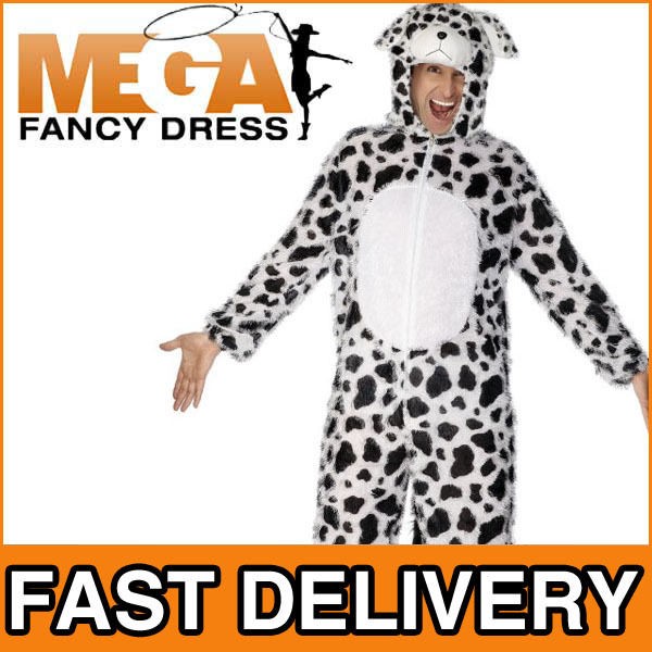   Dog Costume Adult Mens Ladies Fancy Dress Book Dalmation Costume NEW