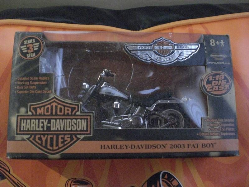 HARLEY 2003 100TH 100 YEAR ANNIVERSARY FATBOY SILVER BLACK ERTL 