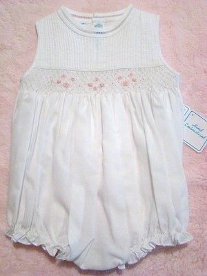 FELTMAN SMOCKED SLEEVELESS WHITE/PINK BUBBLE 3M,6M,9M