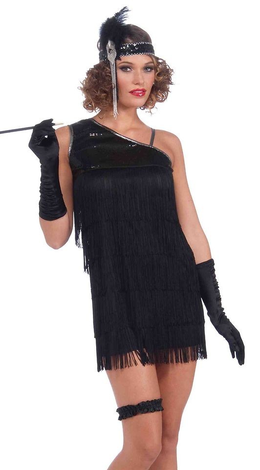 Sexy 20s Halloween Costume Short Black Fringe Flapper Dress
