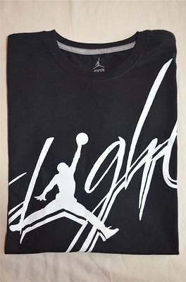 Air Jordan T Shirt (XL) Black Cursive Flight Tee NWT