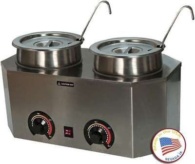   DUAL LADLE WARMER CHILI MARINARA FUDGE CHEESE CARAMEL STAINLESS STEEL