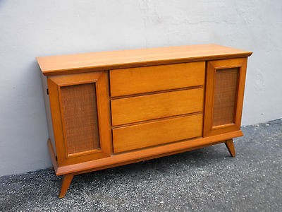 MID CENTURY MAPLE DRESSER WITH CANING #2228