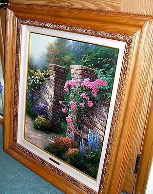 LOT OF THREE Thomas KINKADE ROSE GARDEN LE GP CANVAS LITHOGRAPHS IN 