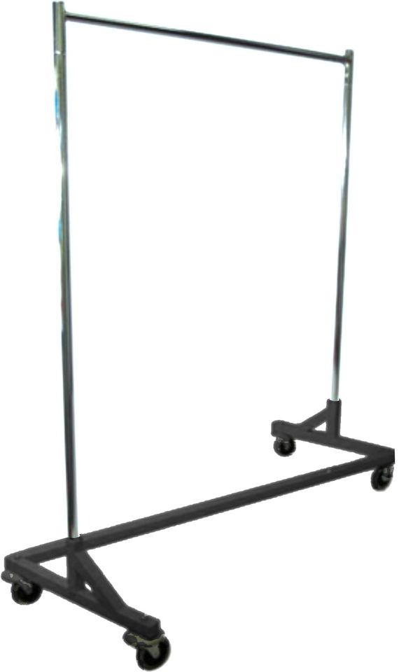 FAST  New Black Base Heavy Duty Rolling Z Rack Garment 