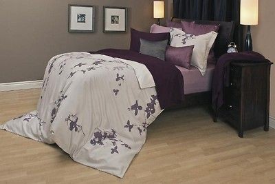 3pc Mauve/Purple/S​ilver Pink Foliage Design 220TC Cotton Duvet Set 