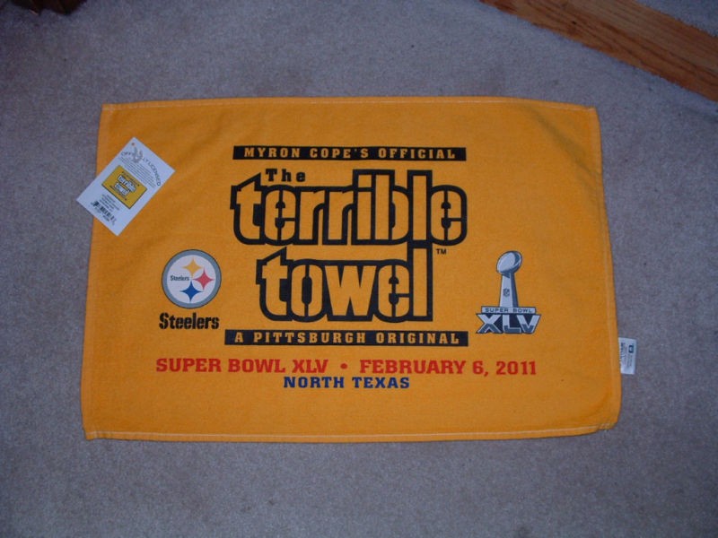 MYRON COPES OFFICIAL TERRIBLE TOWEL SUPER BOWL XLV 45 STEELERS PACKERS 