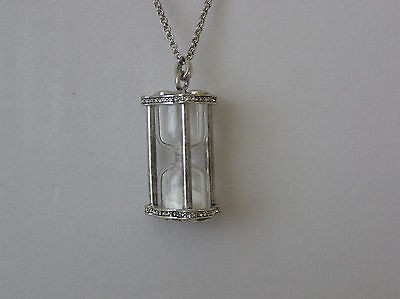 Fossil Brand Silver Tone Hour Glass Pendant