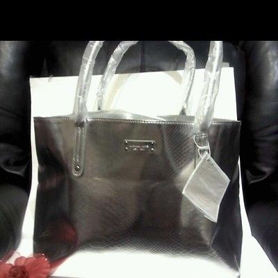 Michael kors weekender tote bag handbag signature silver metallic NEW