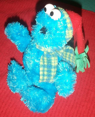 GUND COOKIE MONSTER 8 PLUSH PEBBLES HAT SCARF 123 SESAME STREET 2005