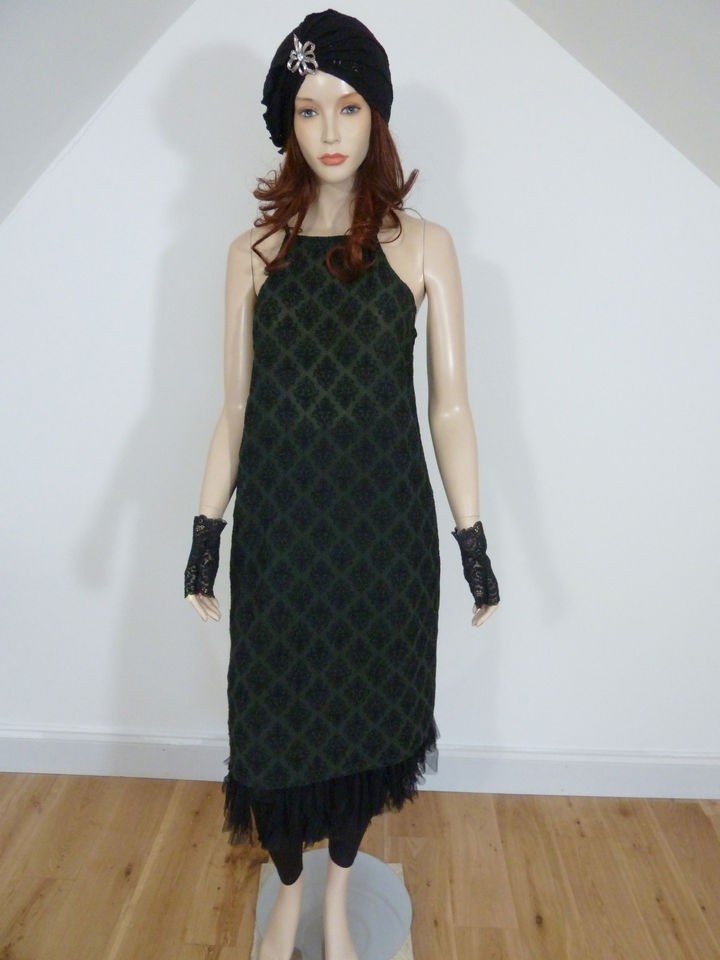 Privatsachen lagenlook forest green and black silk mix strappy tunic 