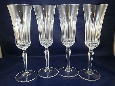 NIB Set of 4 St. George Crystal Champagne Flutes   Toscany   24% Lead 